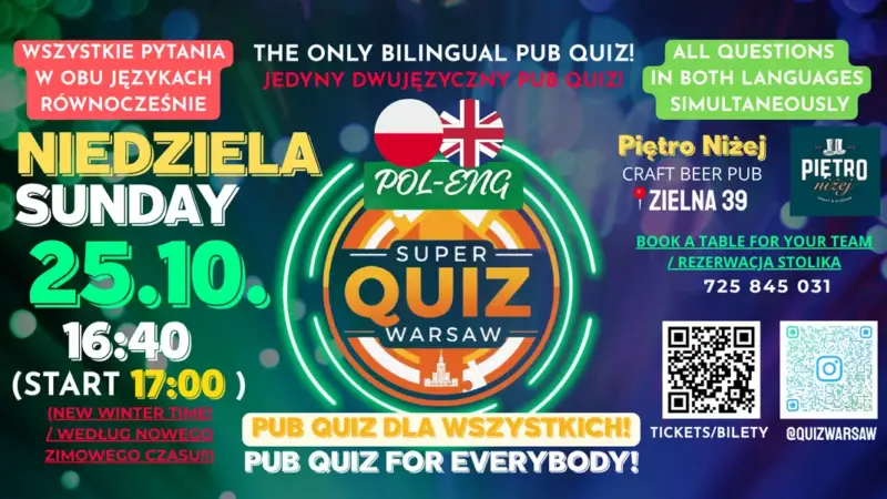 POL-ENG Super Quiz Warsaw (PUB QUIZ)