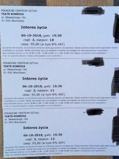 Sprzedam 3 bilety do Teatru Komedia