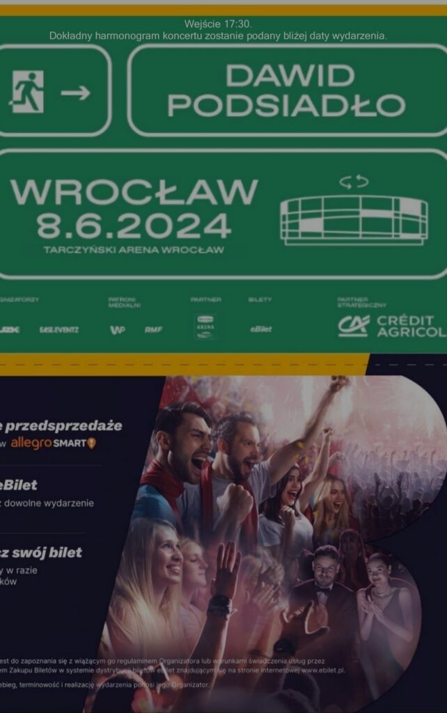 Bilety na koncert Podsiadło – 3 szt.