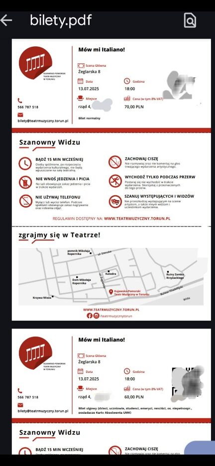2x „Mów mi Italiano!” Teatr Muzyczny 13/07/2025